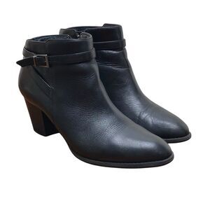 Vionic Upton Black Leather Ankle Boots Booties Women’s Size 9 (HF36)